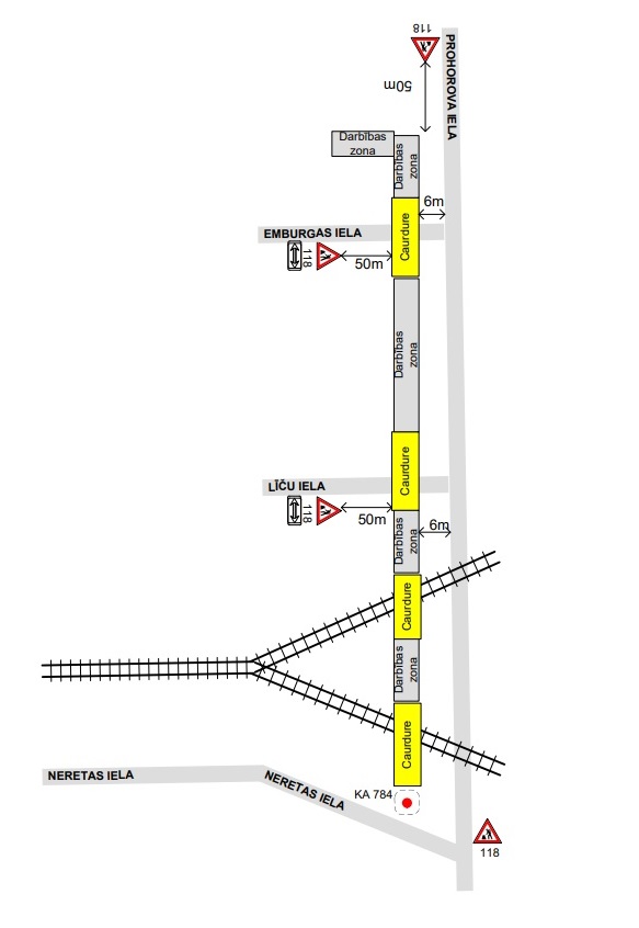 Satiksmes organizācijas shēma Prohorova ielā