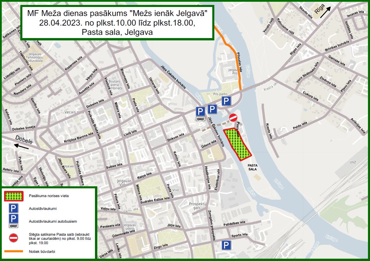 Meža dienas pasākuma "Mežs ienāk Jelgavā" shēma
