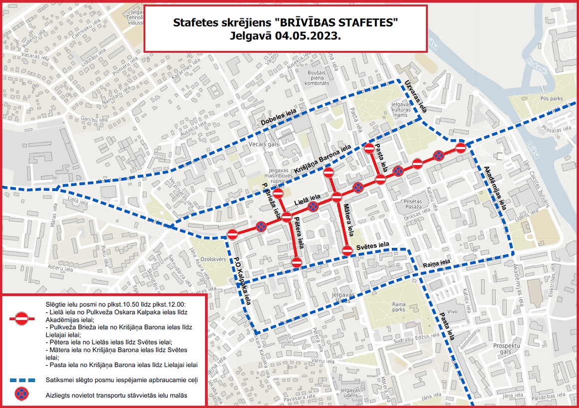 Satiksmes organizācijas shēma Stafetes skrējiena "Brīvības stafetes" laikā
