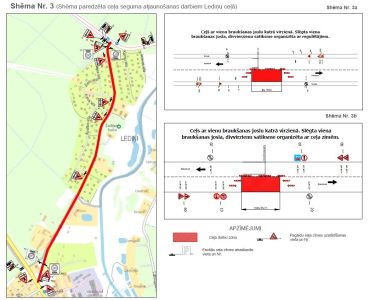 Satiksmes organizācijas shēma Lediņu ceļā