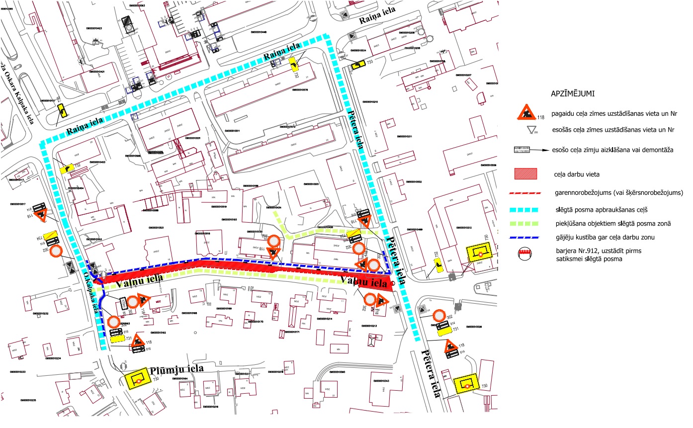 Satiksmes organizācijas shēma Vaļņu ielā