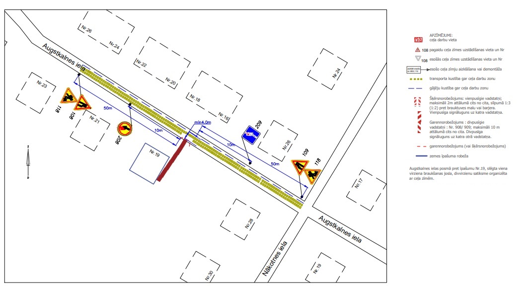 Satiksmes organizācijas shēma Augstkalnes ielā
