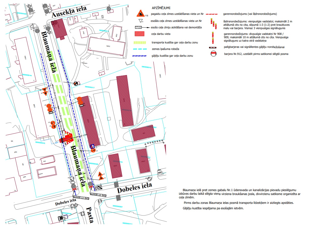 Satiksmes organizācijas shēma Blaumaņa ielā