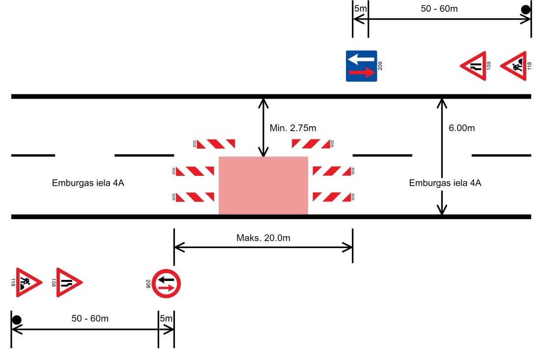 Satiksmes organizācijas shēma Emburgas ielā