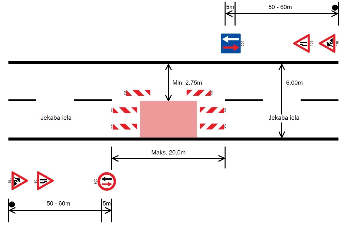 Satiksmes organizācijas shēma Jēkaba ielā