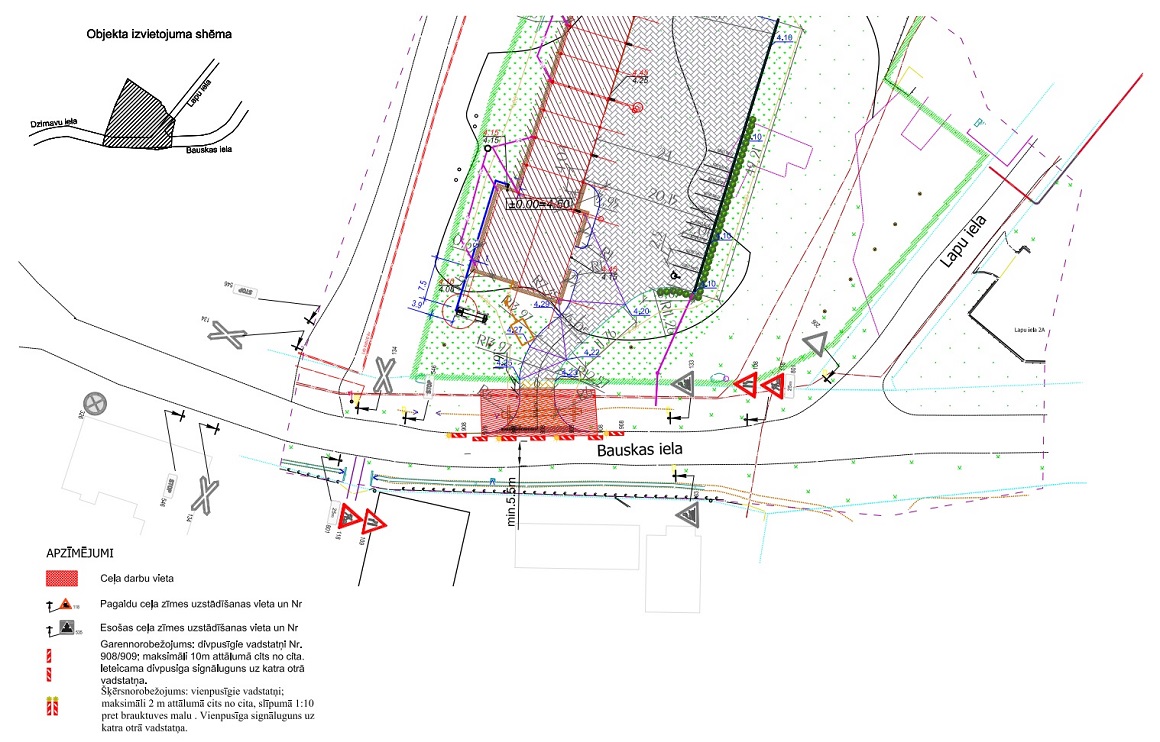 Satiksmes organizācijas shēma Bauskas ielā