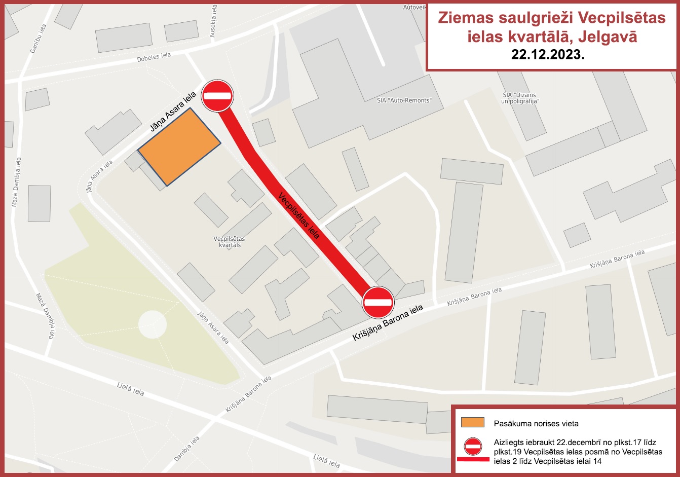 Satiksmes organizācija Ziemas saulgriežu Vecpilsētas ielā pasākuma laikā
