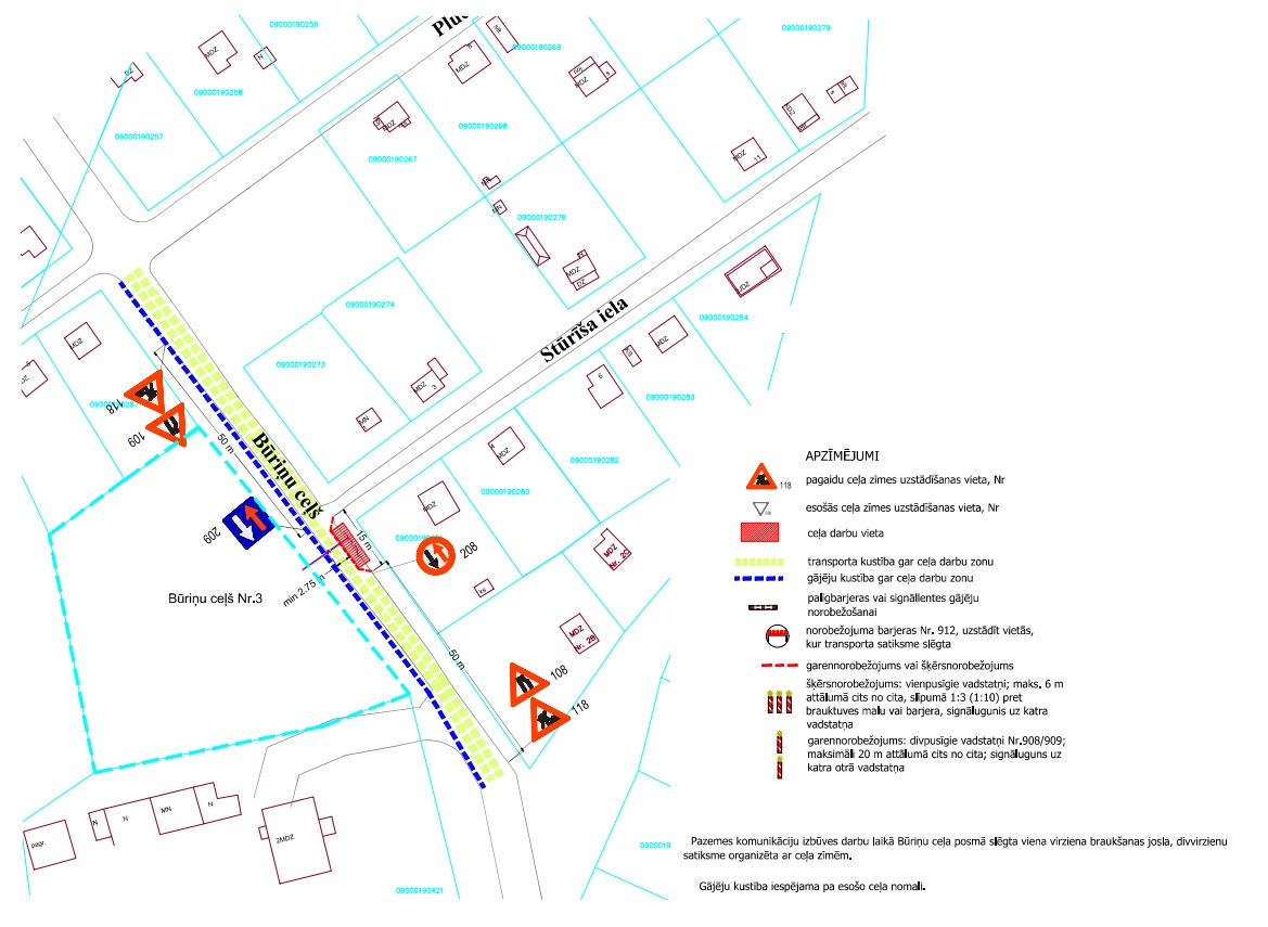 Satiksmes organizācijas shēma Būriņu ceļā