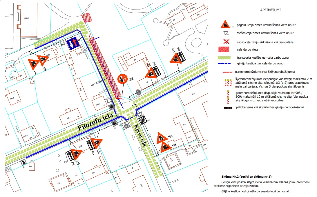 Satiksmes organizācijas shēma Kļavu iela