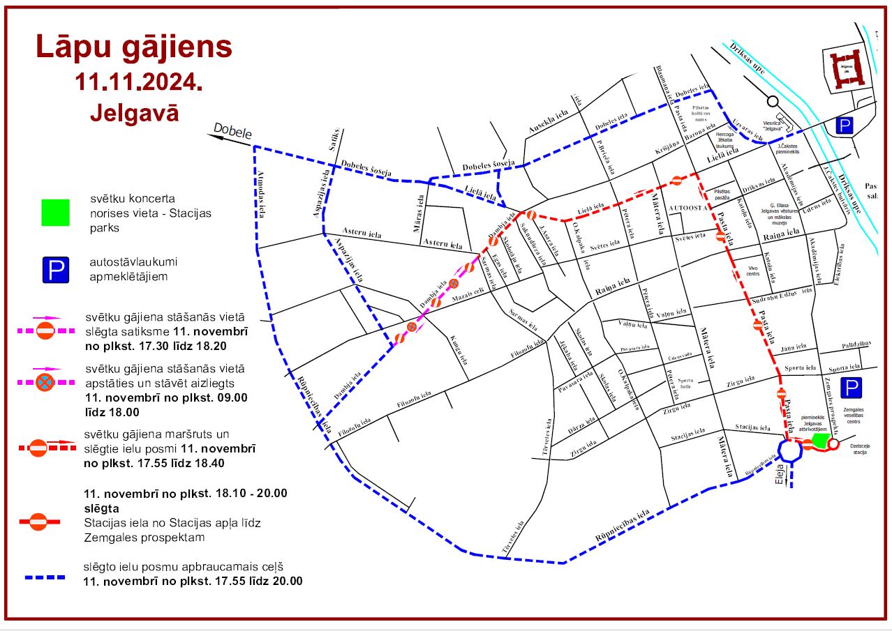 Satiksmes organizācijas shēma Lāpu gājiena laikā