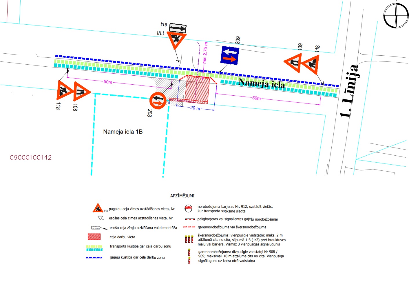 Satiksmes organizācijas shēma Nameja ielā