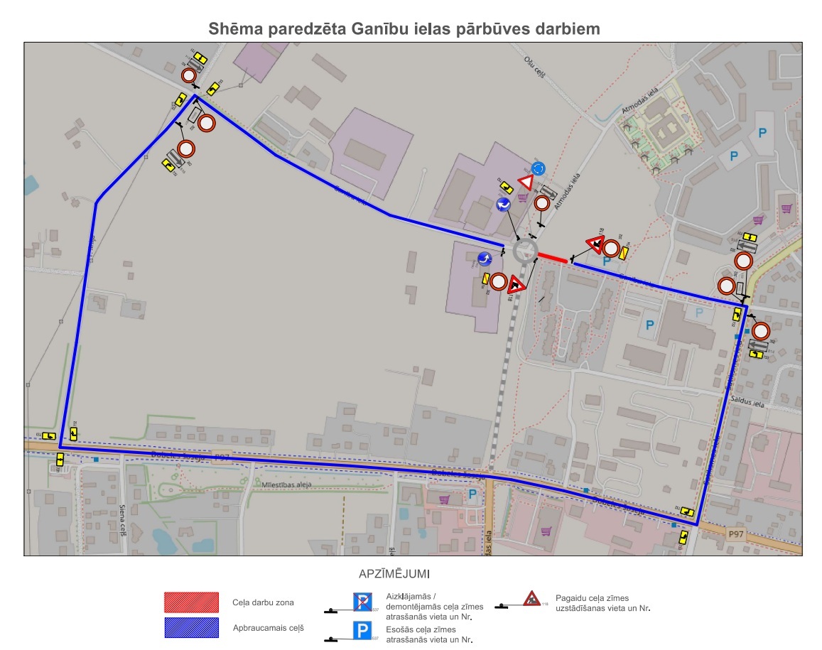 Satiksmes organizācijas shēma Ganību ielā