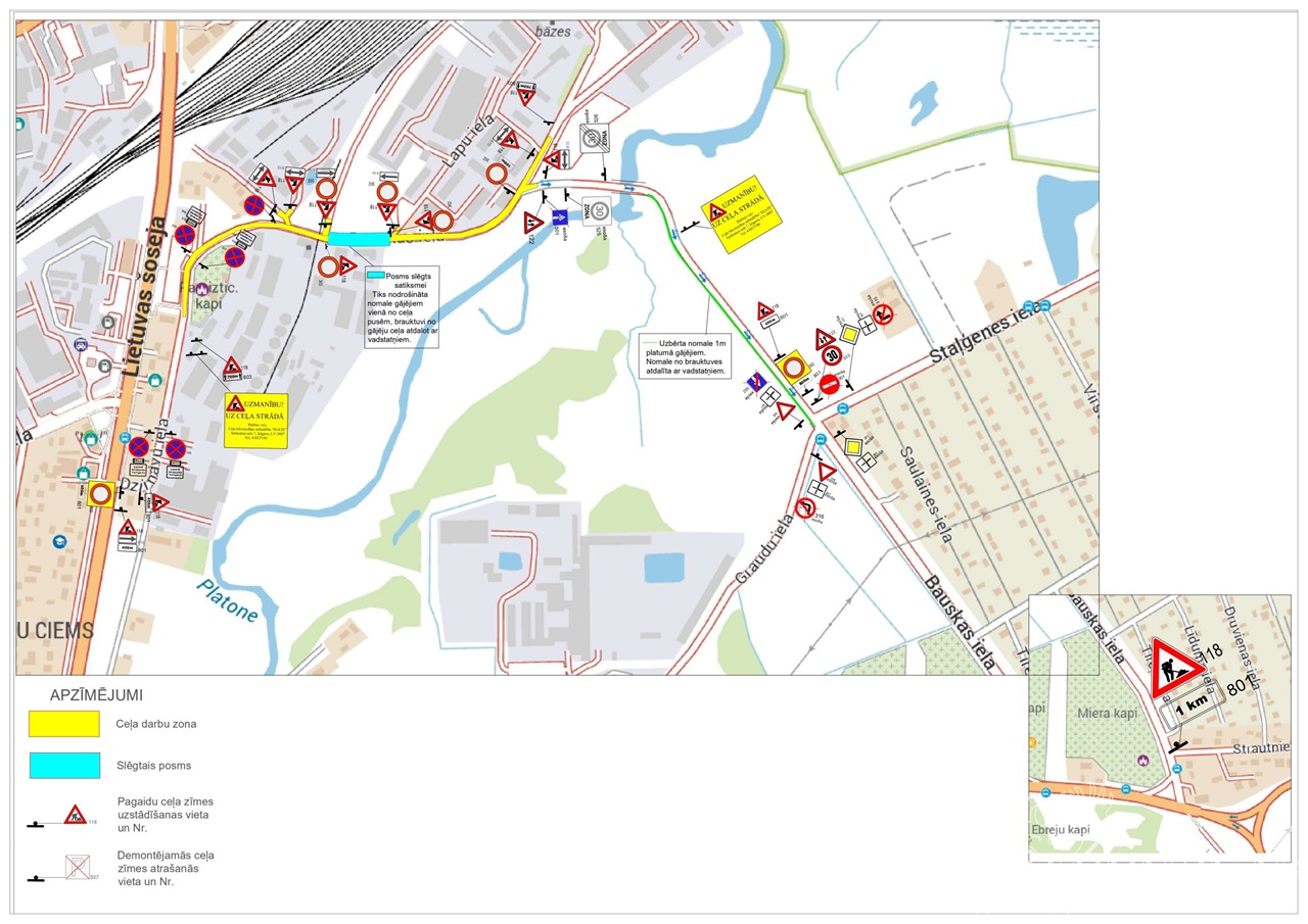 Satiksmes organizācijas shēma Bauskas ielā