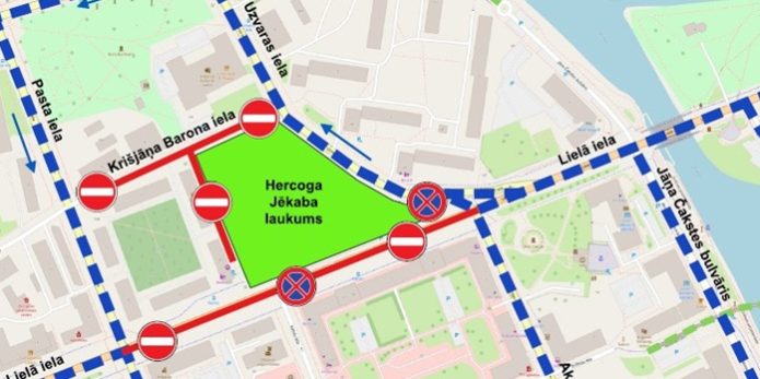 Satiksmes organizācijas shēma 31. decembrī Jaunā gada sagaidīšanas laikā Lielajā ielā