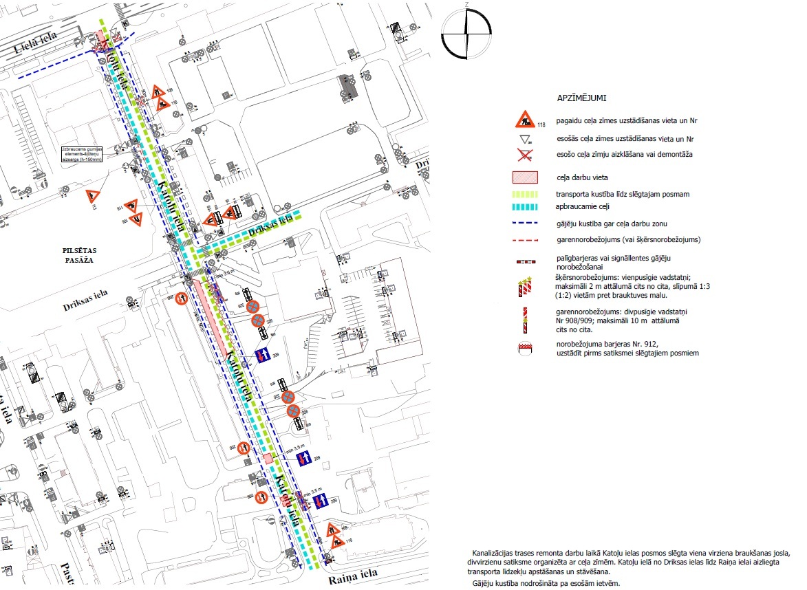 Satiksmes organizācijas shēma Katoļu ielā