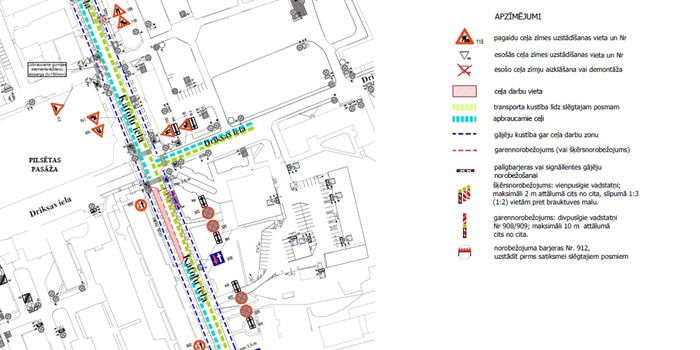 Satiksmes organizācijas shēma Katoļu ielā