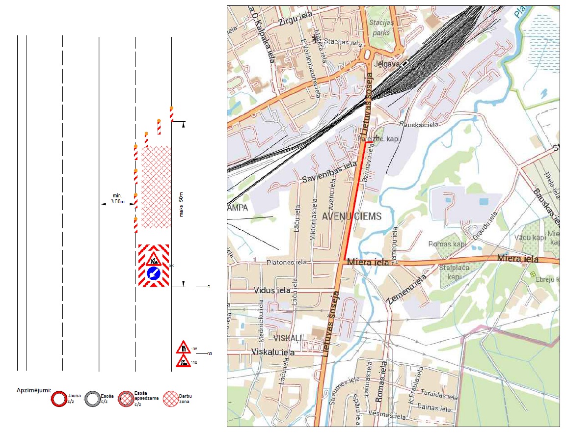 Satiksmes organizācijas shēma Lietuvas šosejā