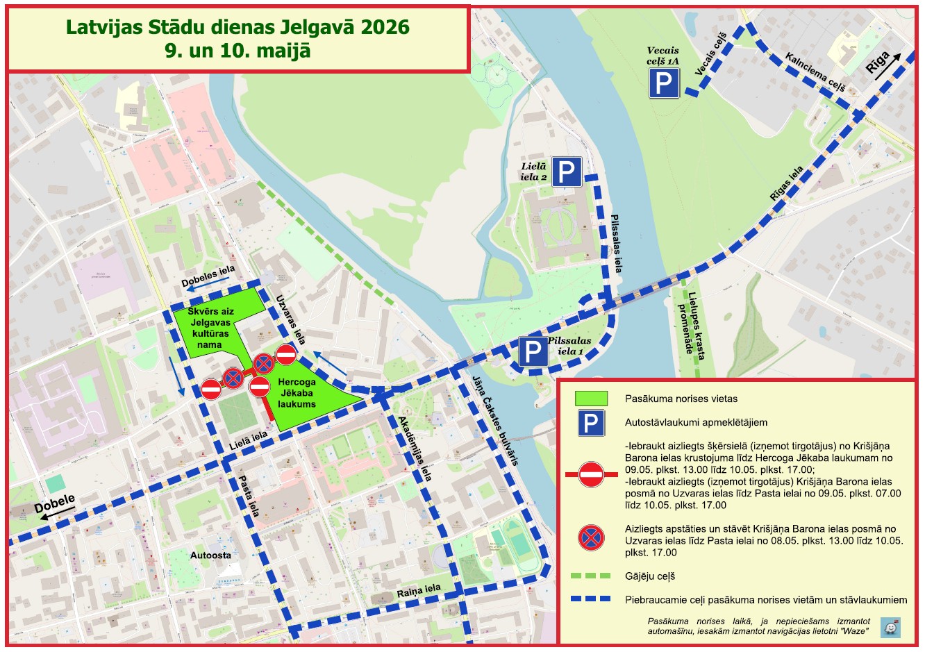 Satiksmes organizācijas shēma "Stādu dienas 2026".