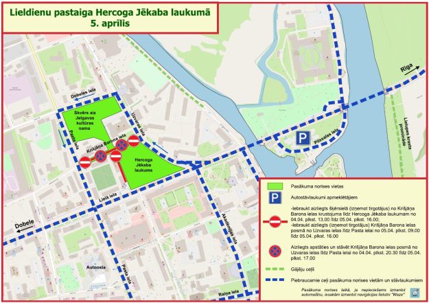 lieldienas Lieldienu pasākuma satiksmes organizācijas shēma