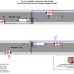 Pavasara ielas satiksmes shēma: kabeļu trases izbūve posmā Jēkaba–Skolas iela. Ātruma ierobežojums 30 km/h.