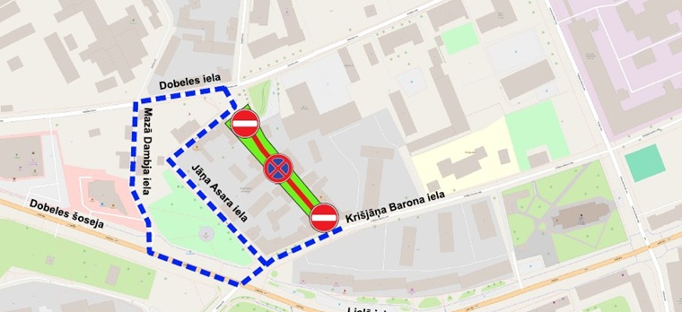 Satiksmes organizācijas shēma Vasaras saulgriežu un Zāļu tirgus pasākumam Vecpilsētā