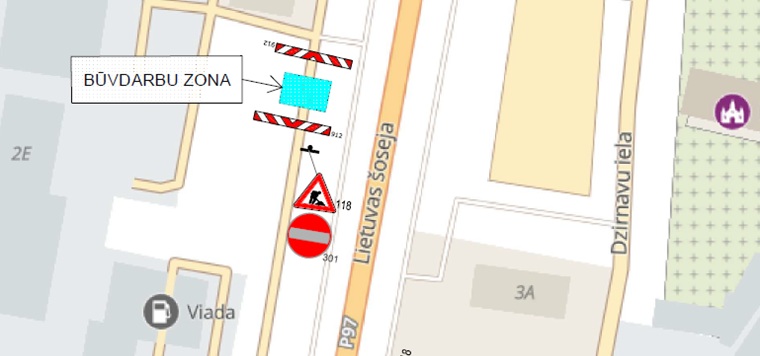 Būvdarbu laikā sestdien un svētdien nevarēs novietot automašīnas pie ēkas Lietuvas šosejā 2