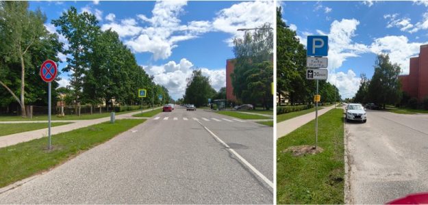 aspazijas Aspazijas ielā posmā no Asteru ielas līdz autobusa pieturai “Asteru iela” (izglītības iestādes pusē) darba dienās no plkst. 7.00 līdz 9.00 un no plkst. 17.00 līdz 19.00 transportlīdzekļu stāvēšana atļauta līdz 30 minūtēm. Pārējā laikā stāvēšana atļauta bez ierobežojuma. Pie Asteru ielas gājēju pārejas paplašināta stāvēšanas aizlieguma zona, lai uzlabotu gājēju drošību.