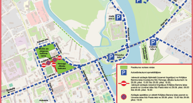 PMM_shema Piena, maizes un medus svētku karte Jelgavā: norises vietas, stāvlaukumi un satiksmes ierobežojumi 29.08.2026.