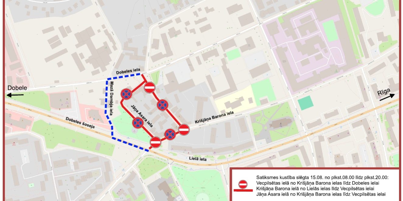 Satiksmes organizācijas shēma Vecpilsētas ielas svētkiem