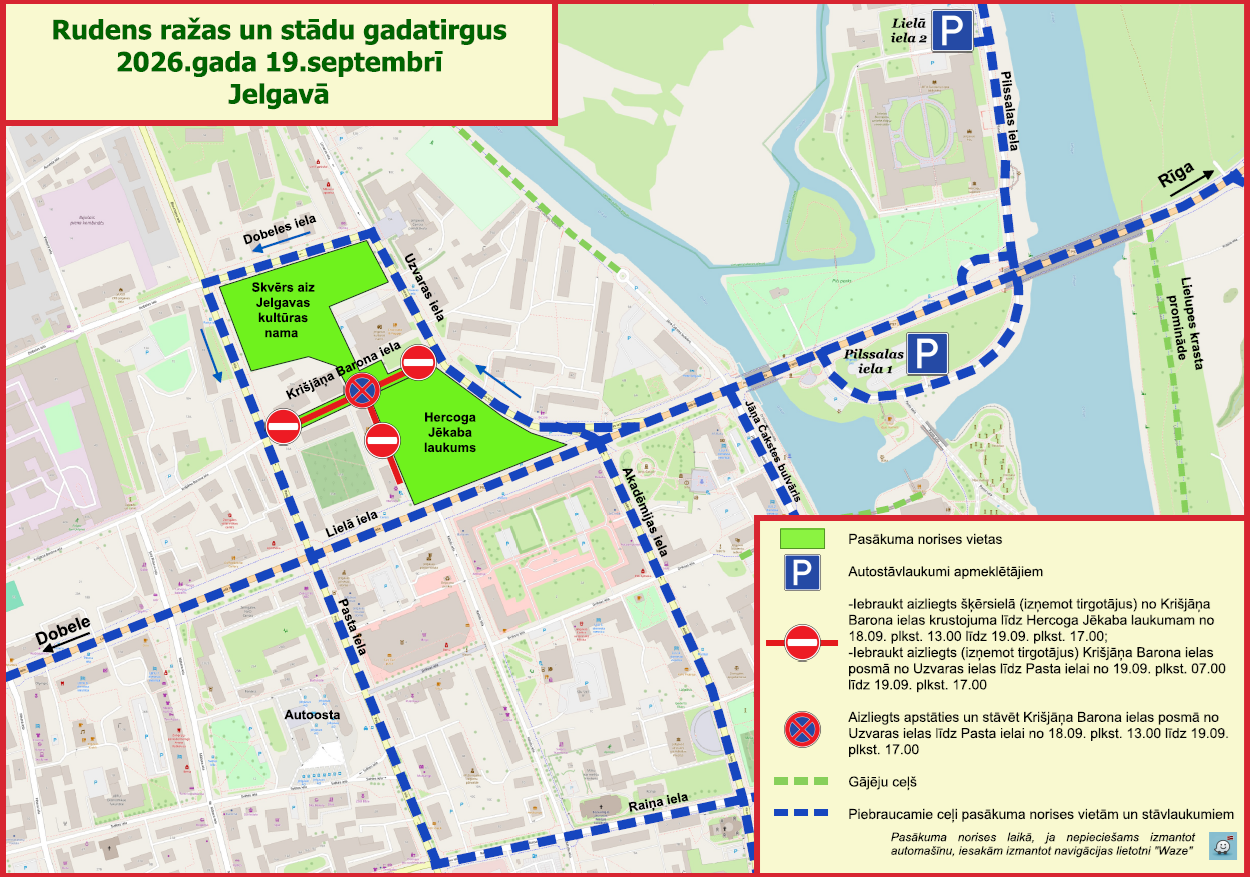 Satiksmes organizācijas shēma Rudens ražas un stādu gadatirgus laikā