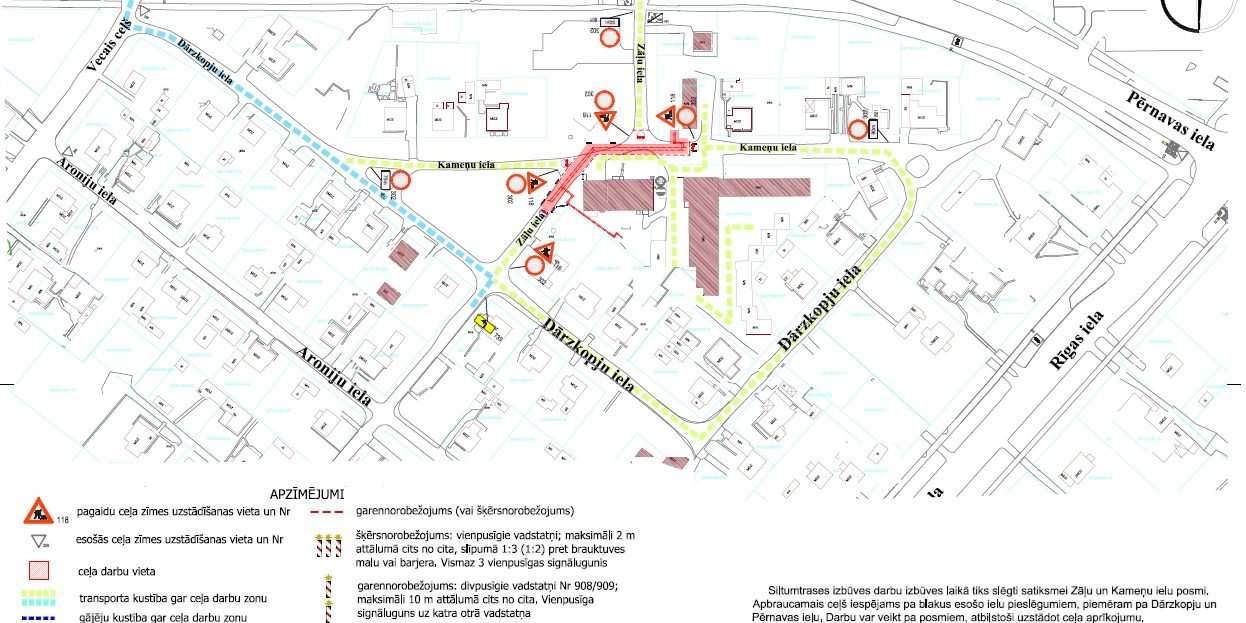 Satiksmes organizācijas shēma Kameņu ielas un Zāļu ielas krustojumā līdz 16. septembrim