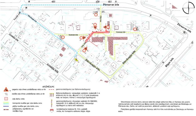 Kamenu_Zalu_krustojums Satiksmes organizācijas shēma Kameņu ielas un Zāļu ielas krustojumā līdz 16. septembrim
