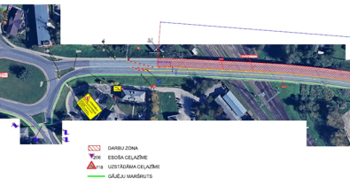 Lietuvas_sos_parvads_small Pasta ielas un Lietuvas šosejas satiksmes organizācijas shēma ar darbu zonu, pagaidu ceļa zīmēm un gājēju maršrutu