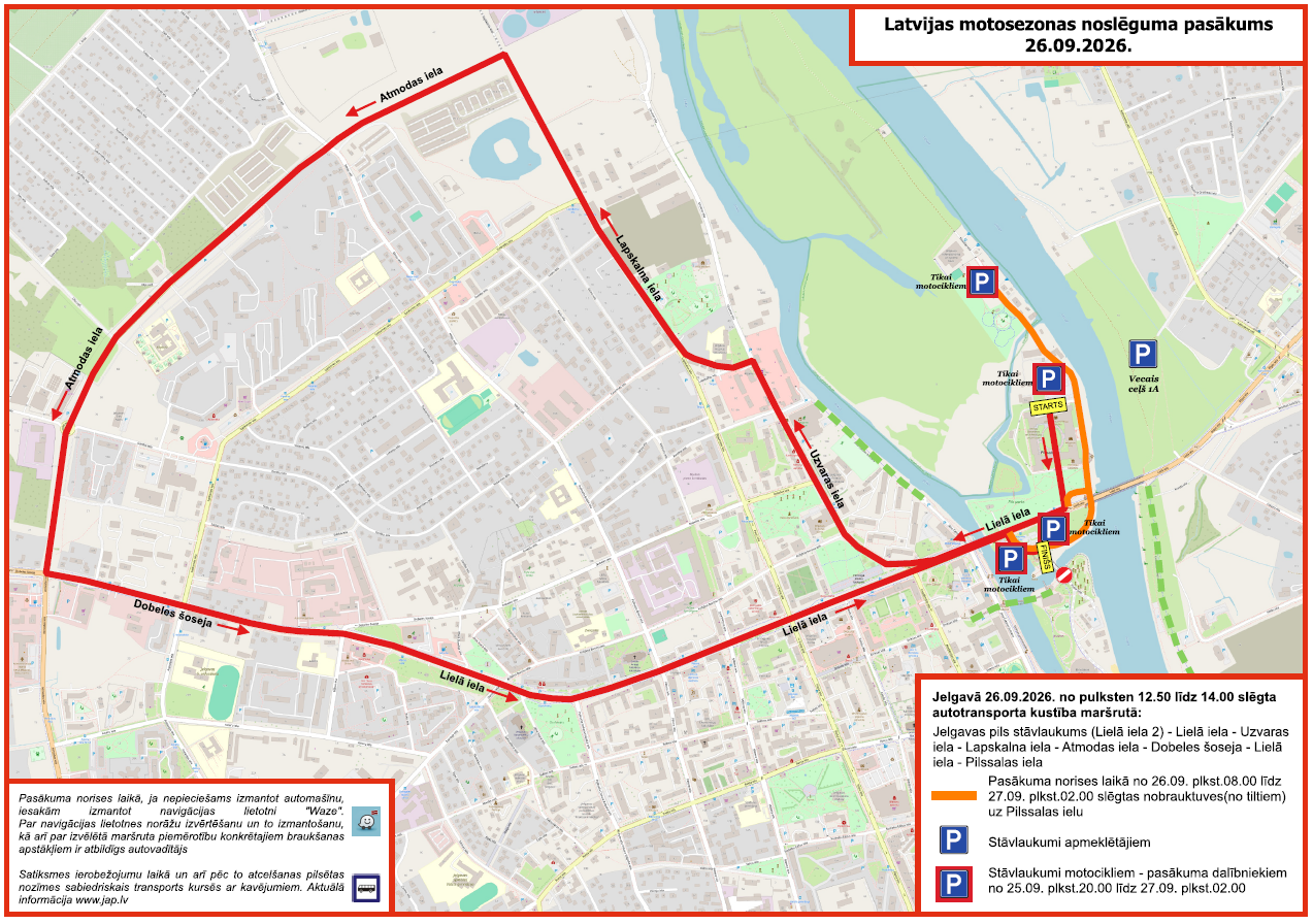 Latvijas motosezonas noslēguma pasākuma satiksmes organizācijas shēma